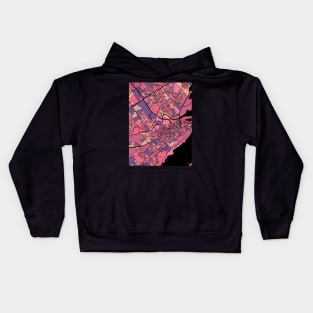 Quebec City Map Pattern in Purple & Pink Kids Hoodie